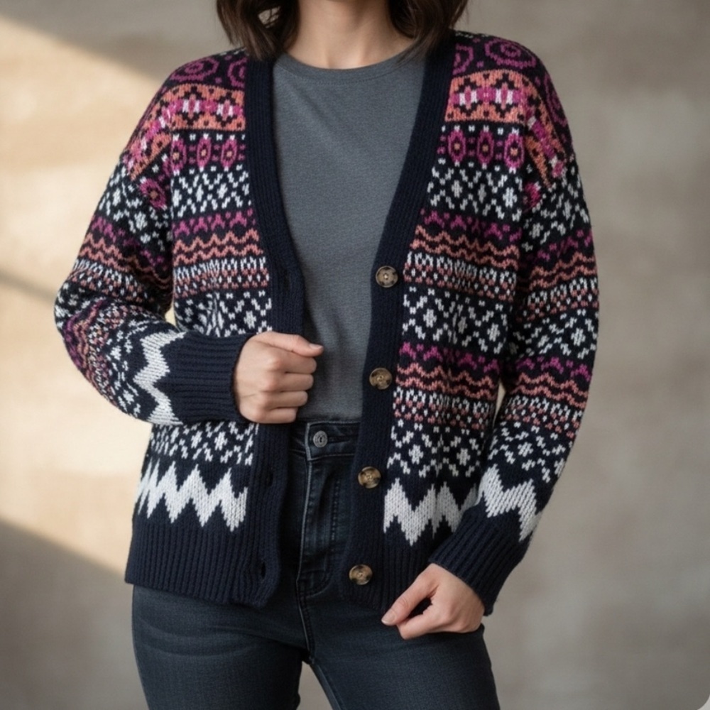 cupcakes & cashmere Multi Colour Patterned Cardigan medium